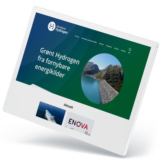 Skjermbilde av nettsiden til Glomfjord Hydrogen