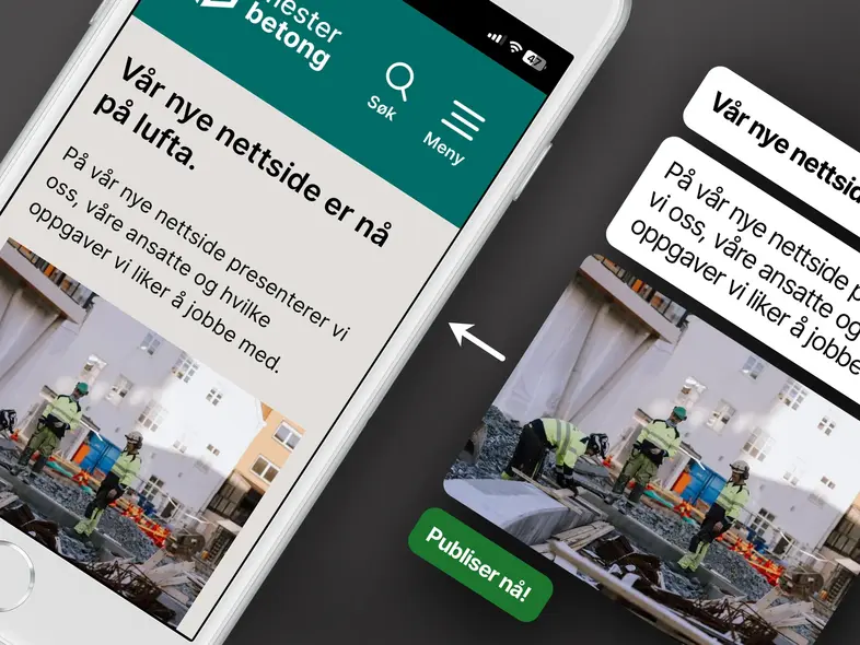 Skjermbilde av hvordan innhold publiseres på en nettside